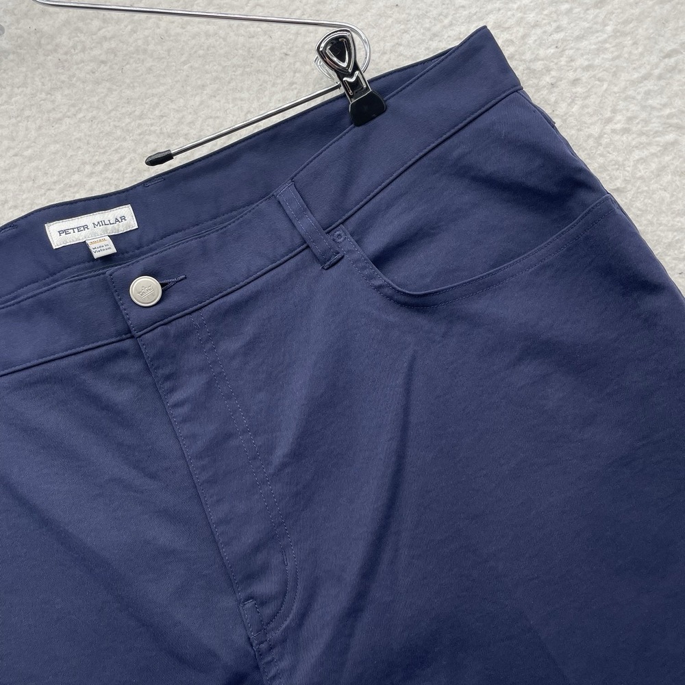 Peter Millar Chino Pants Mens 40x27 (Tag 40x30) Navy Blue 5 Pocket Performance‎